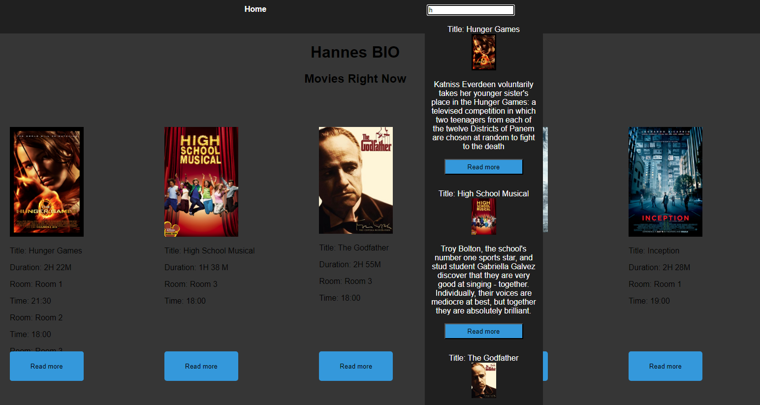 React Cinema Site 1